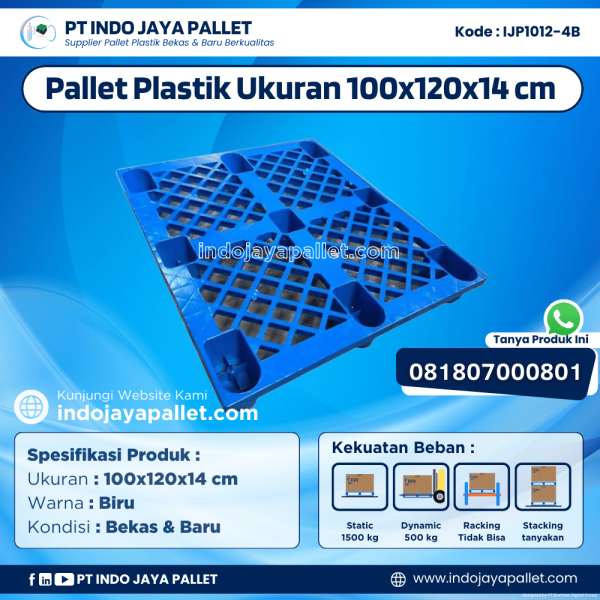 Pallet Plastik Bekas & Baru 100x120x14 [IJP1012-4B]
