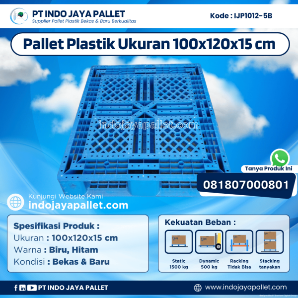 Pallet Plastik Bekas & Baru 100x120x15 [IJP1012-5B]
