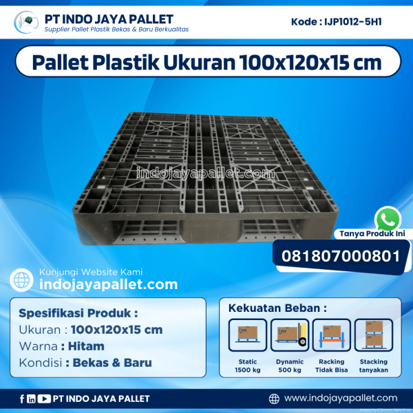 Pallet Plastik Bekas & Baru 100x120x15 [IJP1012-5H1]