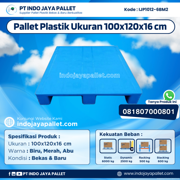 Pallet Plastik Bekas & Baru 100x120x16 [IJP1012-6BM2]