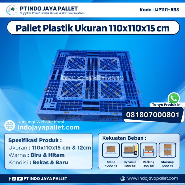 Pallet Plastik Bekas & Baru 110x110x15 [IJP1111-5B3]