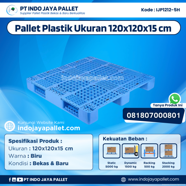 Pallet Plastik Bekas & Baru 120x120x15 [IJP1212-5H]