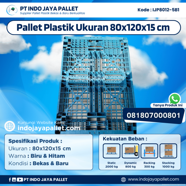 Pallet Plastik Bekas & Baru 80x120x15 [IJP8012-5B1]